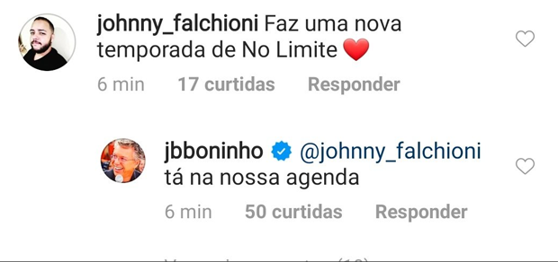 Boninho responde a internauta sobre nova temporada de no Limite (Foto: Reprodução Instagram)