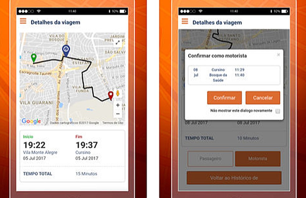 Capturas de tela do app que traça um perfil de risco do motorista (Foto: Reprodução/SulAmérica)