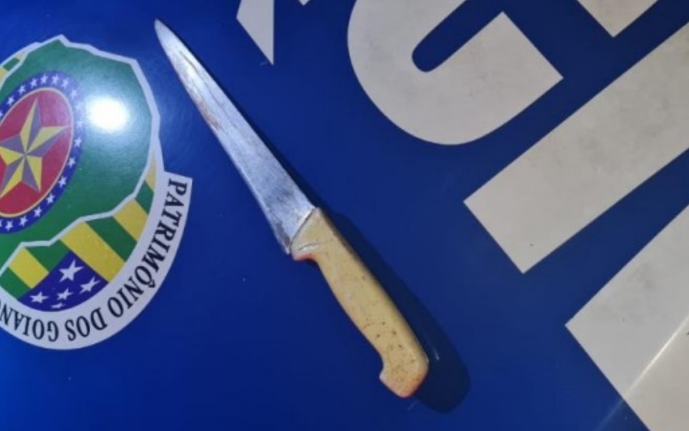 PM apreendeu faca que homem usou para matar esposa, em Anápolis — Foto: Divulgação/Polícia Militar