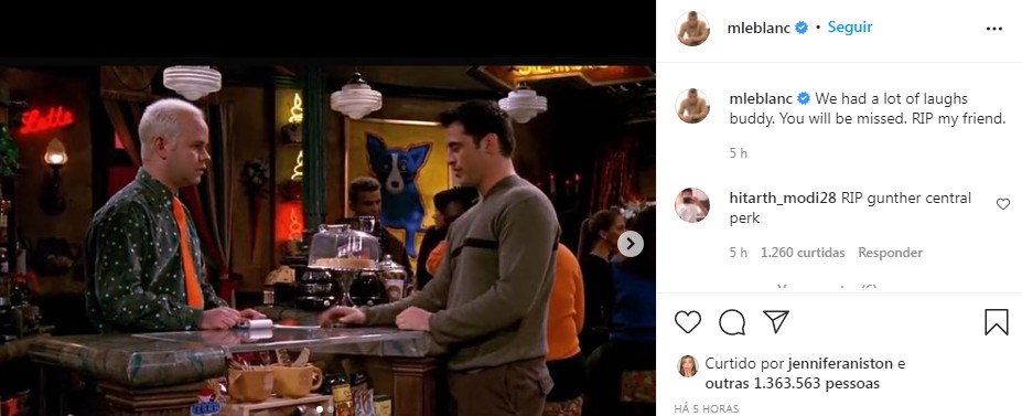 Matt LeBlanc agradeceu pelas risadas nos sets de gravação de Friends (Foto: Reprodução / Instagram)