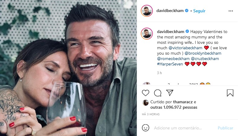 David Beckham se declara para Victoria (Foto: Reprodução/Instagram)