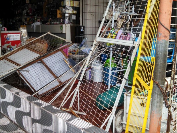 tempestade provoca estragos em mercado atacadista em Santos (Foto: Ivair Vieira Júnior/G1)