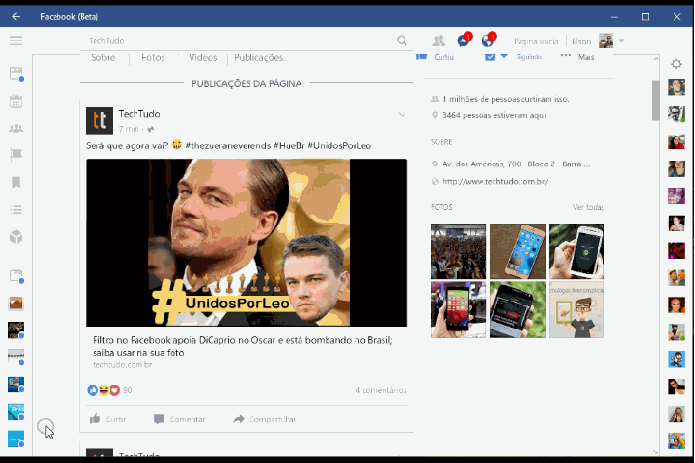 Facebook Reactions já chegou ao novo aplicativo para Windows 10 (Foto: Reprodução/Elson de Souza)