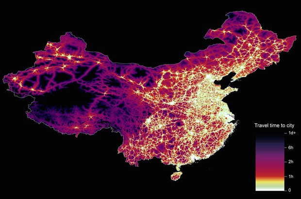 Mapa revela distância entre zonas rurais e centros urbanos pelo mundo (Foto: Reprodução)