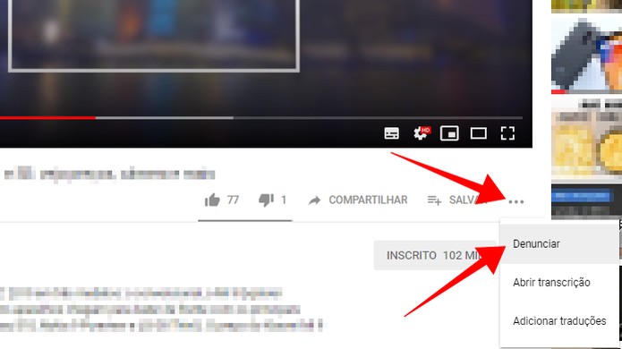 Denuncie um vídeo do YouTube (Foto: Reprodução/Paulo Alves) Denuncie um vídeo do YouTube (Foto: Reprodução/Paulo Alves)