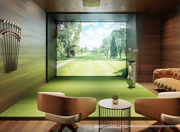 Sala com simulador de golfe será construído no residencial Parque Global (Foto: Divulgação)