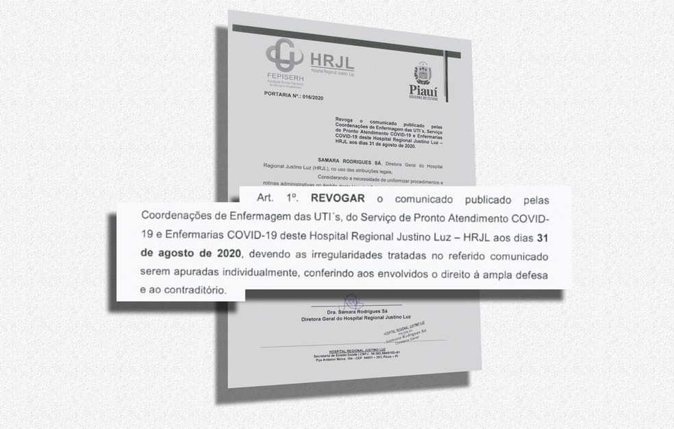 Diretora do hospital revogou o comunicado e solicitou apurações do caso  — Foto: Reprodução