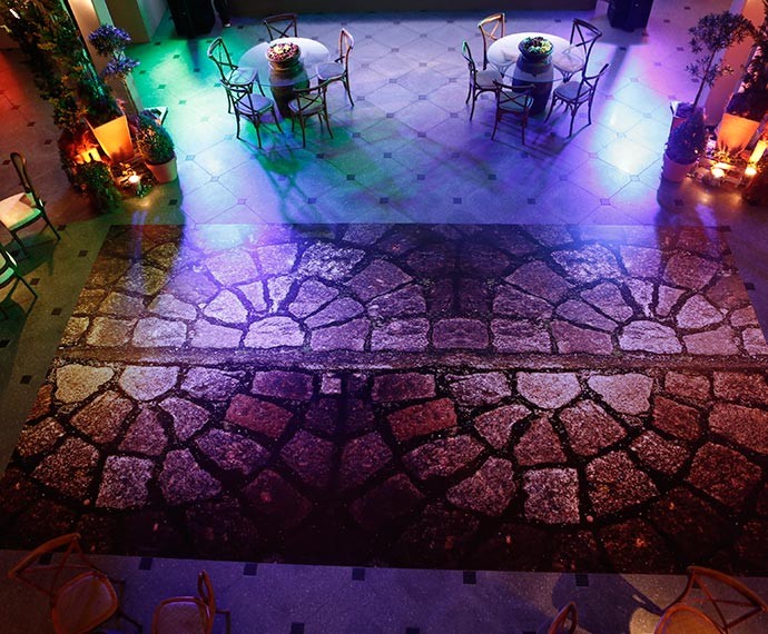 Imagem mostra a decoração da casa de festas de um ângulo diferente (Foto: Inácio Moraes/Gshow)