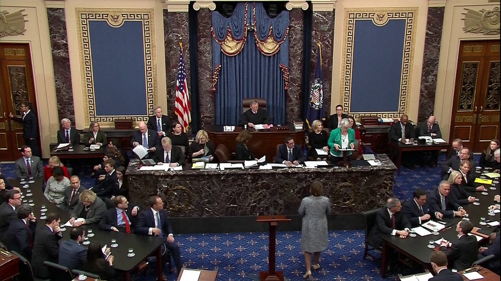 Senado americano vota processo de impeachment de Trump — Foto: NBC
