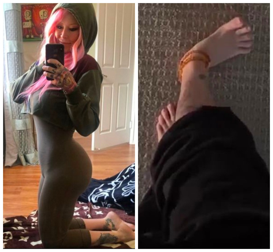 A ex-atriz pornô Jenna Jameson mostrando a recuperação de seus movimentos (Foto: Instagram)