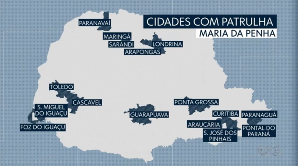 Equipes da Patrulha Maria da Penha atuam em 16 cidades do Paraná, segundo dados do TJ-PR — Foto: Reprodução/RPC