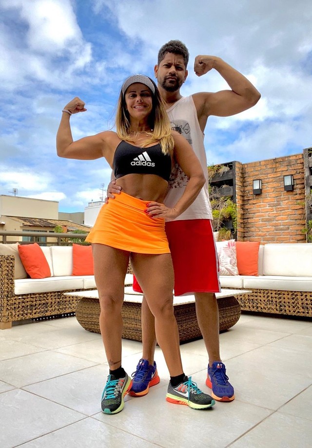 Viviane Araujo e Guilherme Militão treinam juntos (Foto: Reprodução/Instagram )