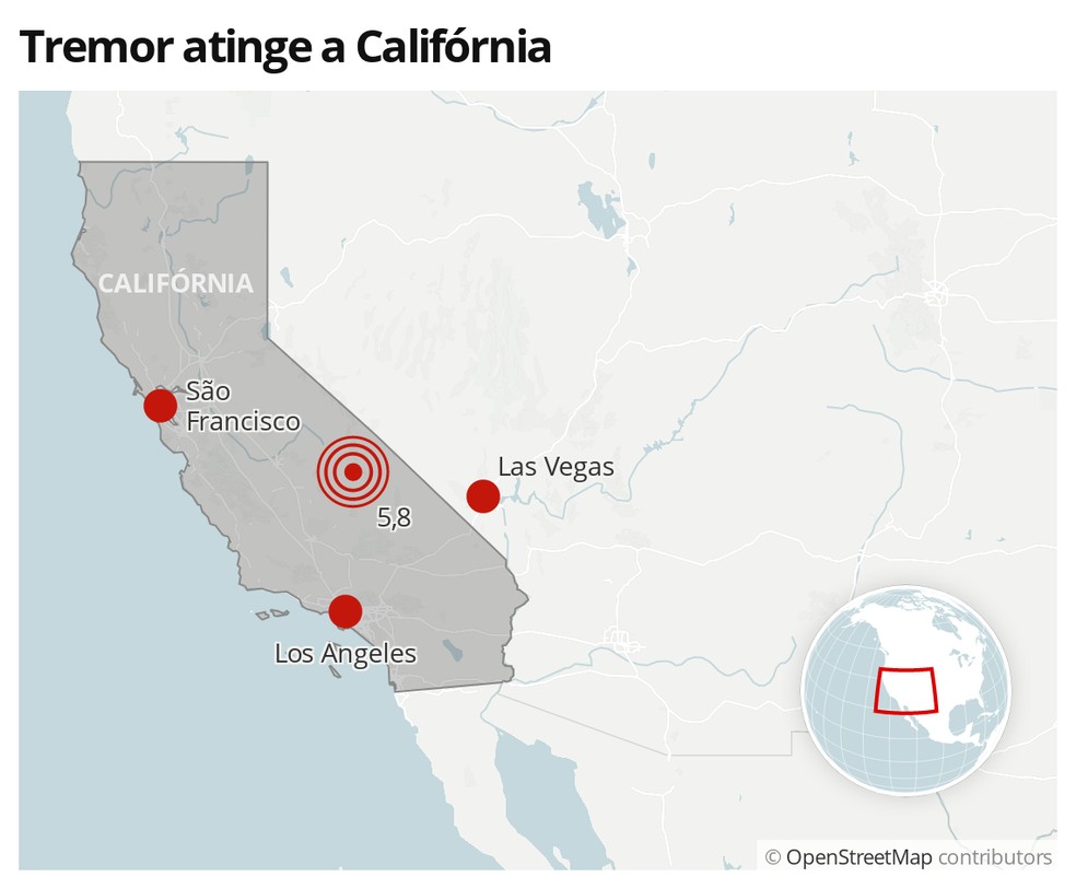 Tremor atinge a Califórnia — Foto: G1