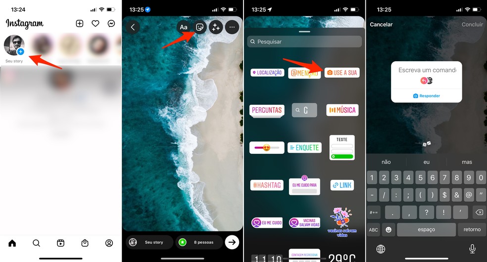 Passo a passo para participar criar uma nova corrente com o adesivo 'Use a Sua' — Foto: Reprodução