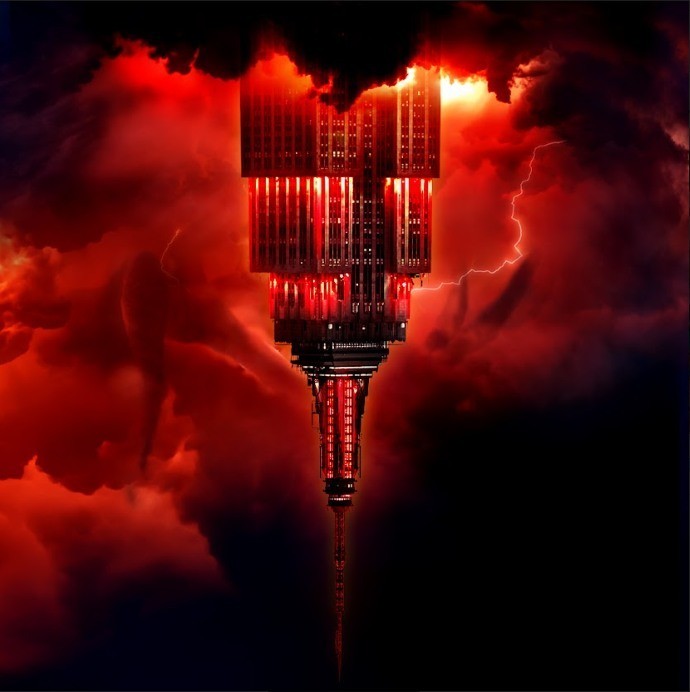 Empire State Building é transformado com luzes e projeções em um 'portal' para o Mundo Invertido de Stranger Things (Foto: Instagram / @ empirestatebldg / Reprodução)