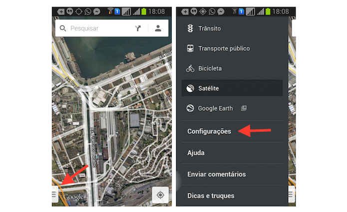 Acessando as configurações do Google Maps no Android (Foto: Reprodução/Marvin Costa)