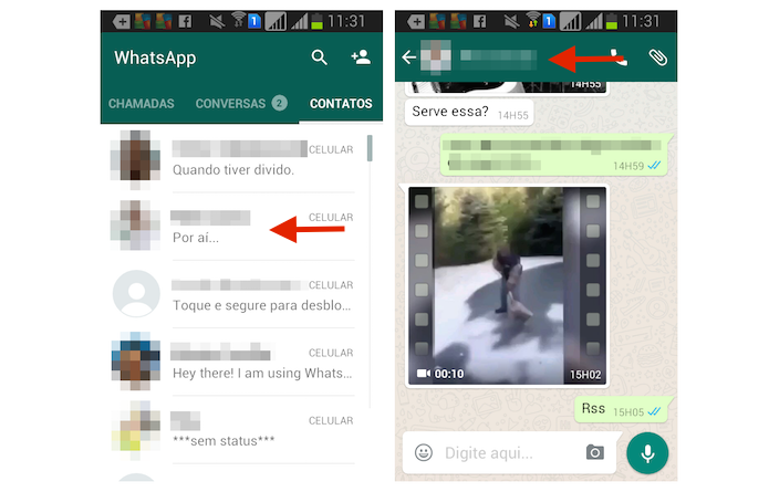 Acessando as informações de um contato no WhatsApp para Android (Foto: Reprodução/Marvin Costa)