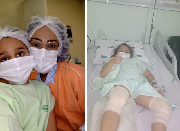 Marcela com a filha Lorena: três cirurgia no joelho em um ano e meio (Foto: Arquivo pessoal)