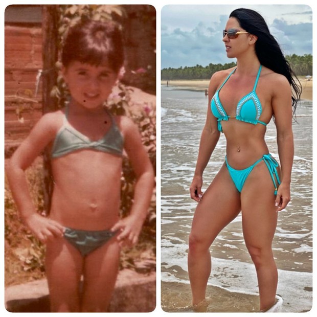 Graciele Lacerda na infância e atualmente (Foto: Reprodução/Instagram)