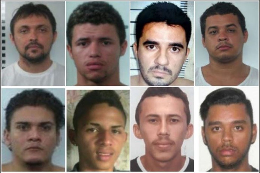 Alguns dos criminosos presentes na lista de procurados da Justiça no Ceará. — Foto: Divulgação/SSPDS