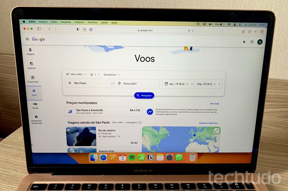 Google Voos tem recursos que ajudam a comprar passagens aéreas mais baratas; veja dicas — Foto: Guilherme Ramos/TechTudo