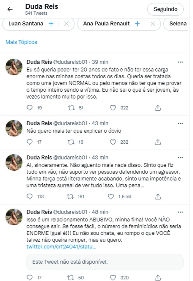 Duda Reis desabafa sobre Nego do Borel em A Fazenda (Foto: Reprodução/Twitter)