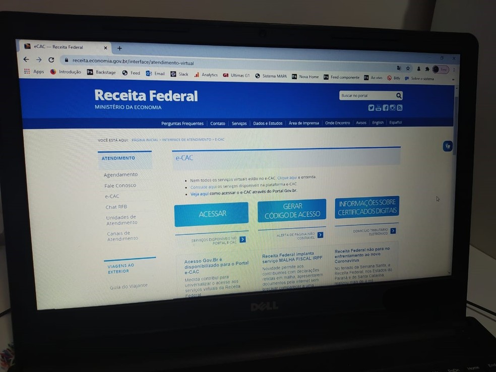 Atendimentos da Receita Federal seguem apenas online durante a pandemia — Foto: Divulgação