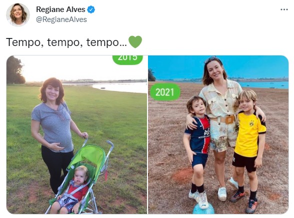 Regiane Alves e os filhos, João Gabriel e Antonio (Foto: Reprodução / Twitter)