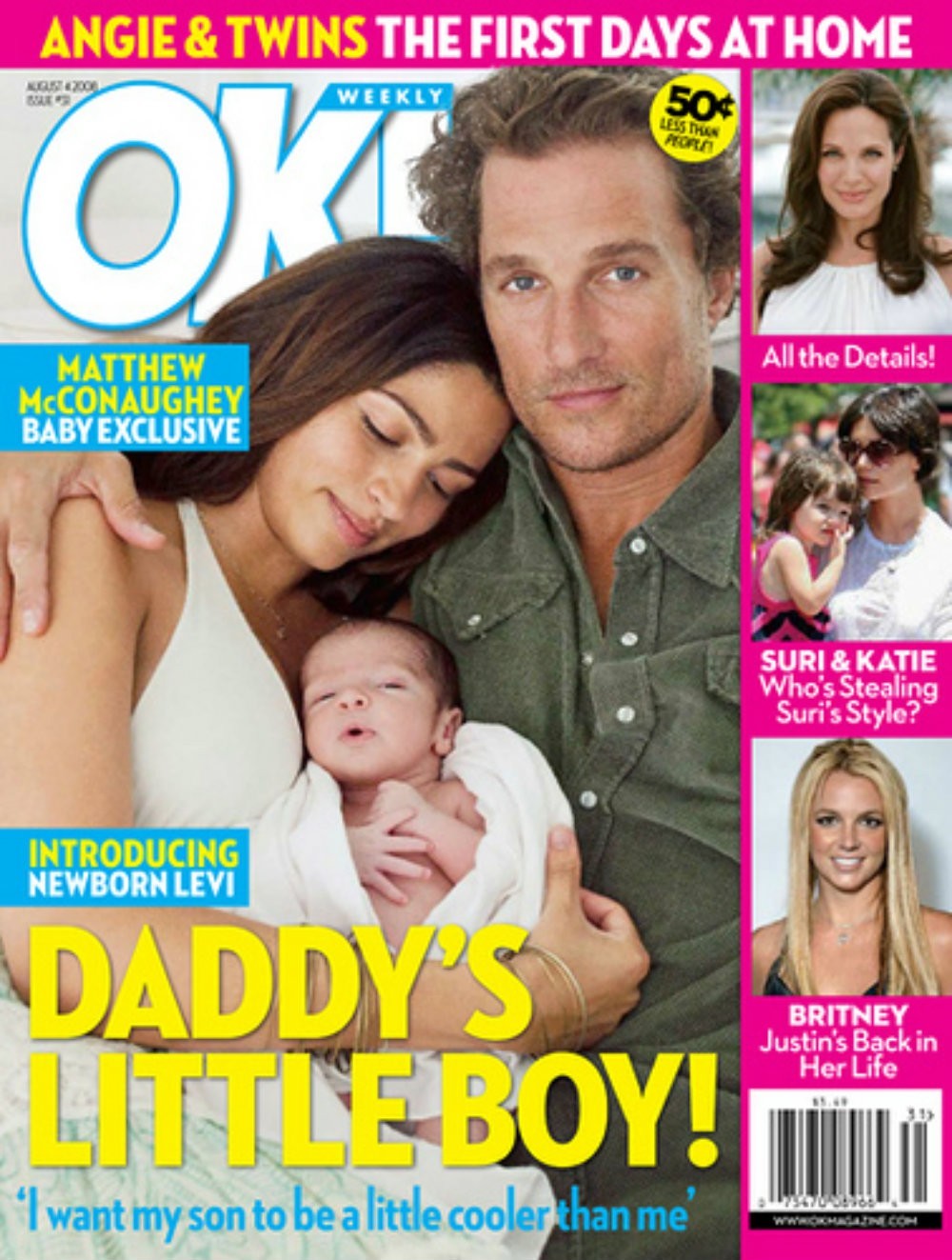 Camila Alves, Matthew McConaughey e Levi Alves McConaughey na capa da revista OK! (Foto: Reprodução)