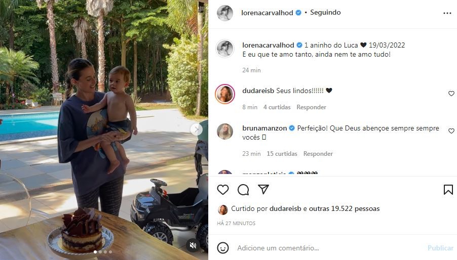 Lorena Carvalho posta sobre aniversário do filho com Lucas Lucco (Foto: Reprodução / Instagram)