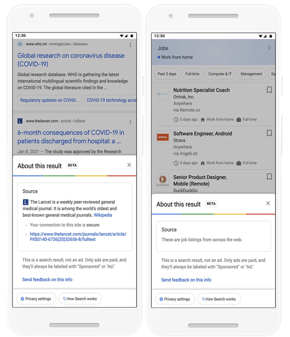 Google mostrará detalhes de segurança das páginas encontradas no buscador — Foto: Reprodução/Google