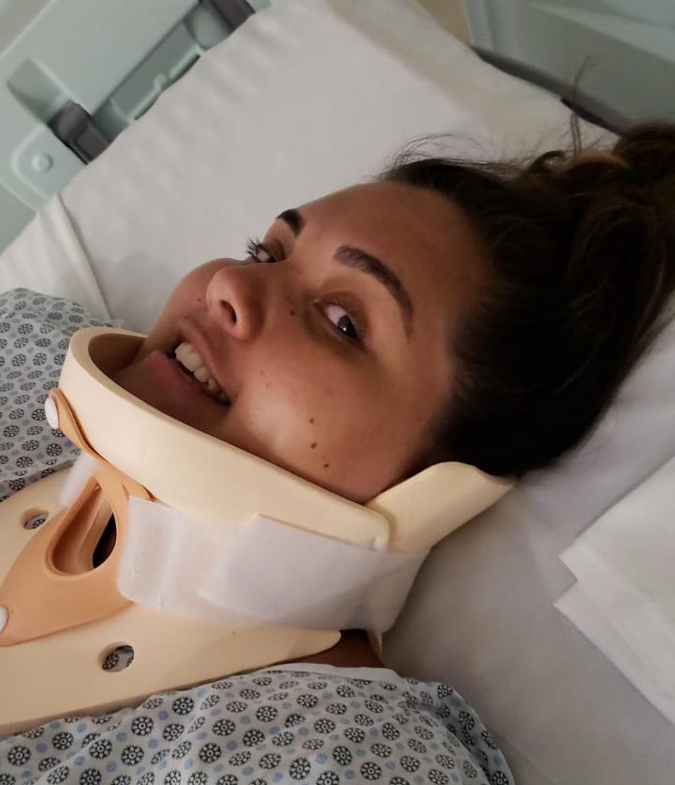 Karina Neustadter Castellanos já começou tratamento para recuperar os movimentos — Foto: Arquivo Pessoal