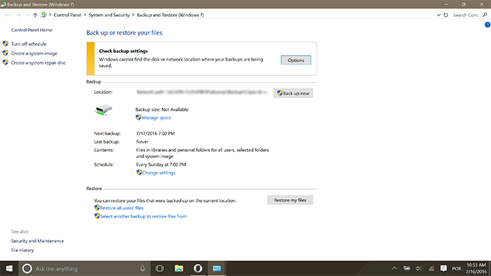 Usuário deve fazer backup do sistema antes de instalar Windows 10 Anniversary Update (Foto: Reprodução/Elson de Souza)
