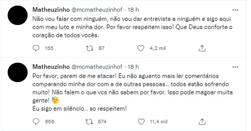 Tweet de Matheuzinho (Foto: Reprodução)