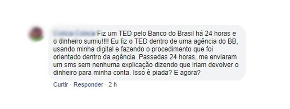 Clientes usaram as redes sociais para reclamar do "sumiço" do dinheiro. — Foto: Reprodução/Facebook