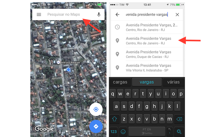Buscando um local no Google Maps para iPhone (Foto: Reprodução/Marvin Costa)