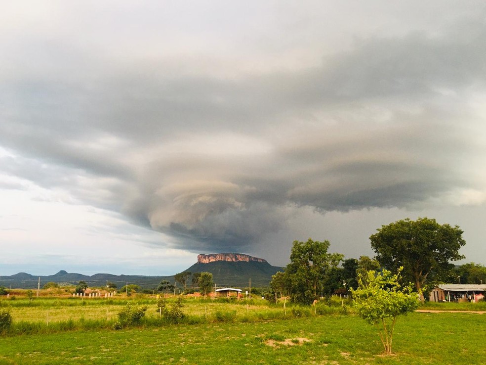"Supercélula" registrada em Corguinho (MS) — Foto: Defesa Civil MS/Divulgação