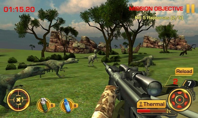 Game para Android coloca você em um safari com dinossauros (Foto: Divulgação / Italy Games)