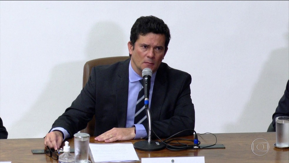 O ex-ministro da Justiça Sergio Moro, em 24 de abril, quando anunciou a demissão do cargo — Foto: Reprodução/TV Globo
