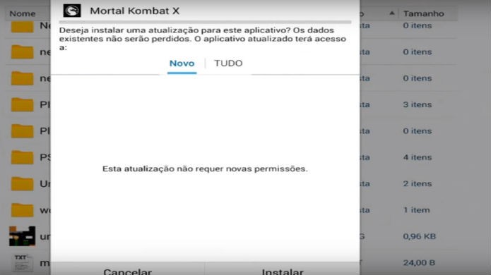 Instalando o apk mod em Mortal Kombat X: agora é só instalar (Foto: Reprodução/YouTube)