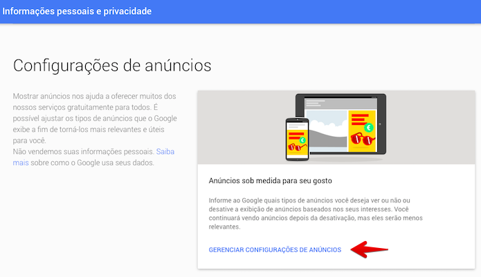 Configurando anúncios do Google (Foto: Reprodução/Helito Bijora) 