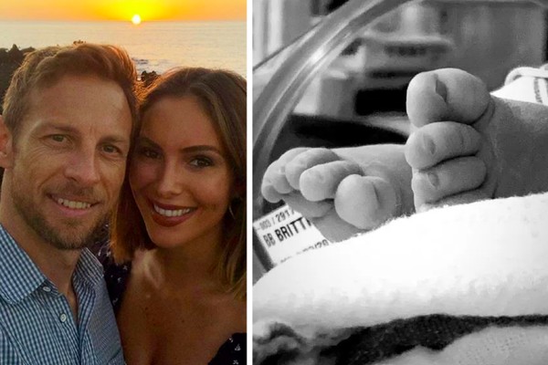A foto compartilhada pelo ex-piloto de Fórmula 1 Jenson Button noticiando o nascimento de seu filho com a modelo Brittny Ward (Foto: Instagram)