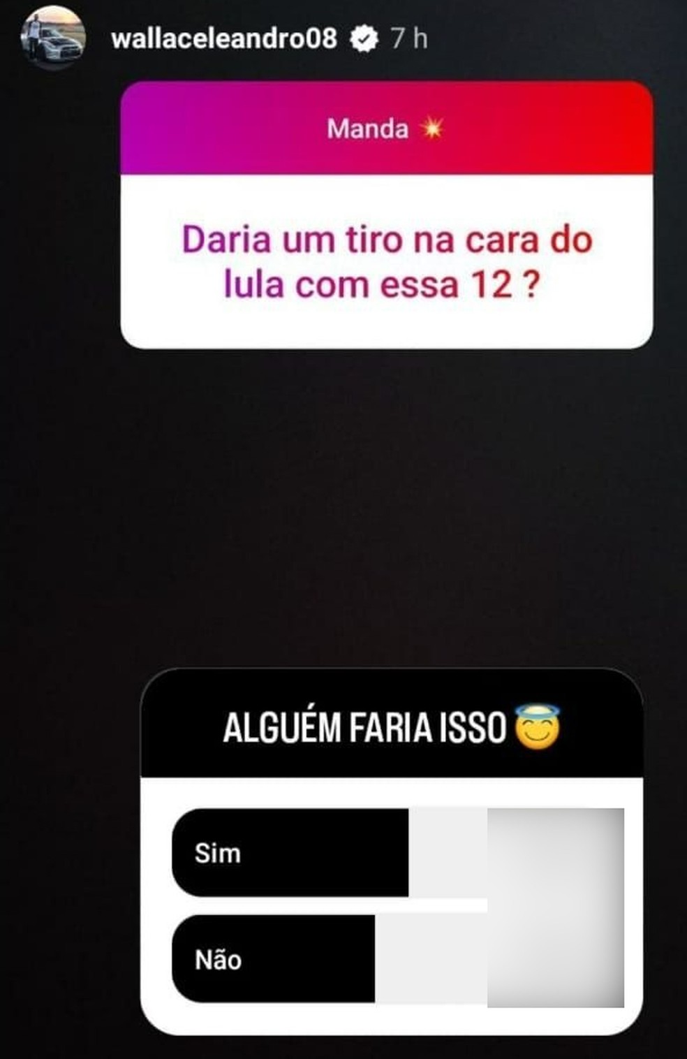 Enquete aberta pelo jogador Wallace — Foto: Reprodução