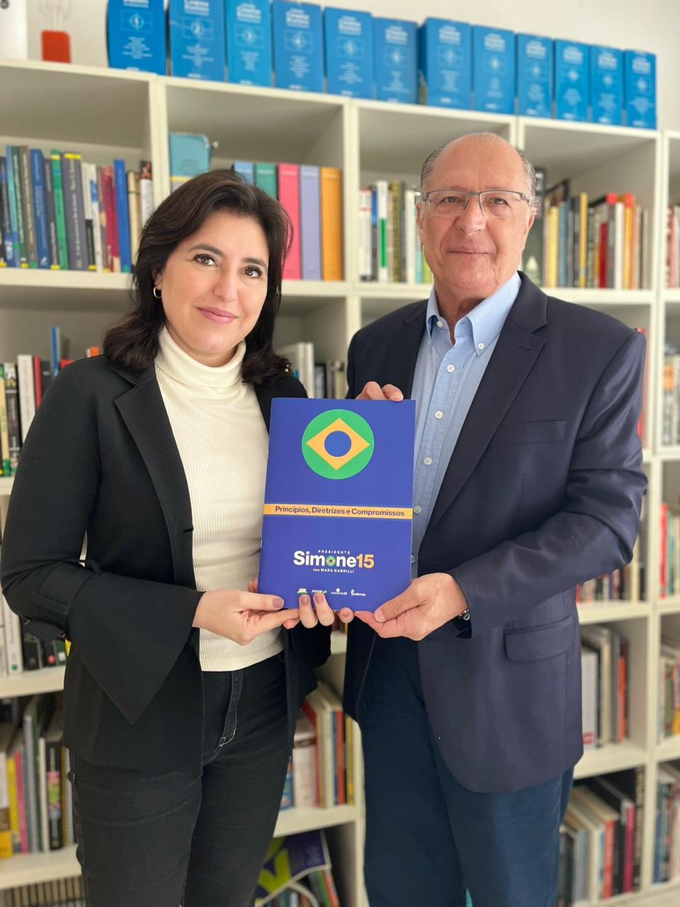 Tebet se encontra com Alckmin — Foto: Divulgação