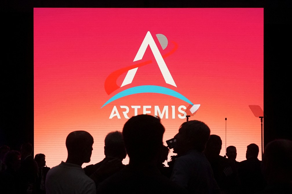Evento de divulgação dos nomes da tripulação da Artemis II, em Houston, no Texas. — Foto: NASA