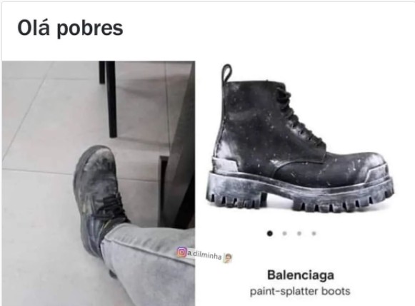 Bota suja de R$ 10 mil da Balenciaga vira meme ao simular respingos de  tinta - Banda B