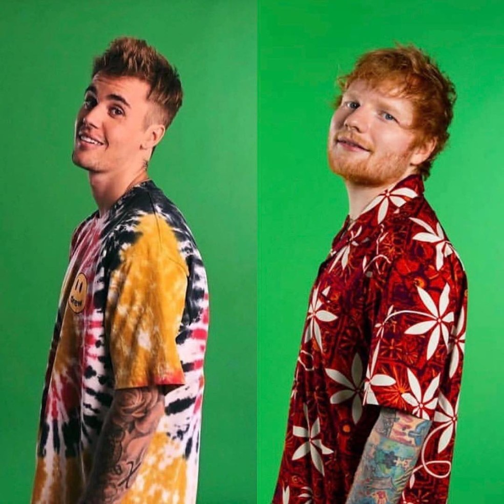 Ed Sheeran e Justin Bieber anunciam parceria  â Foto: ReproduÃ§Ã£o/Instagram