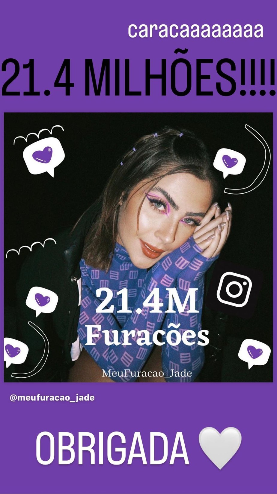 Jade Picon comemora 21.4 milhões de seguidores