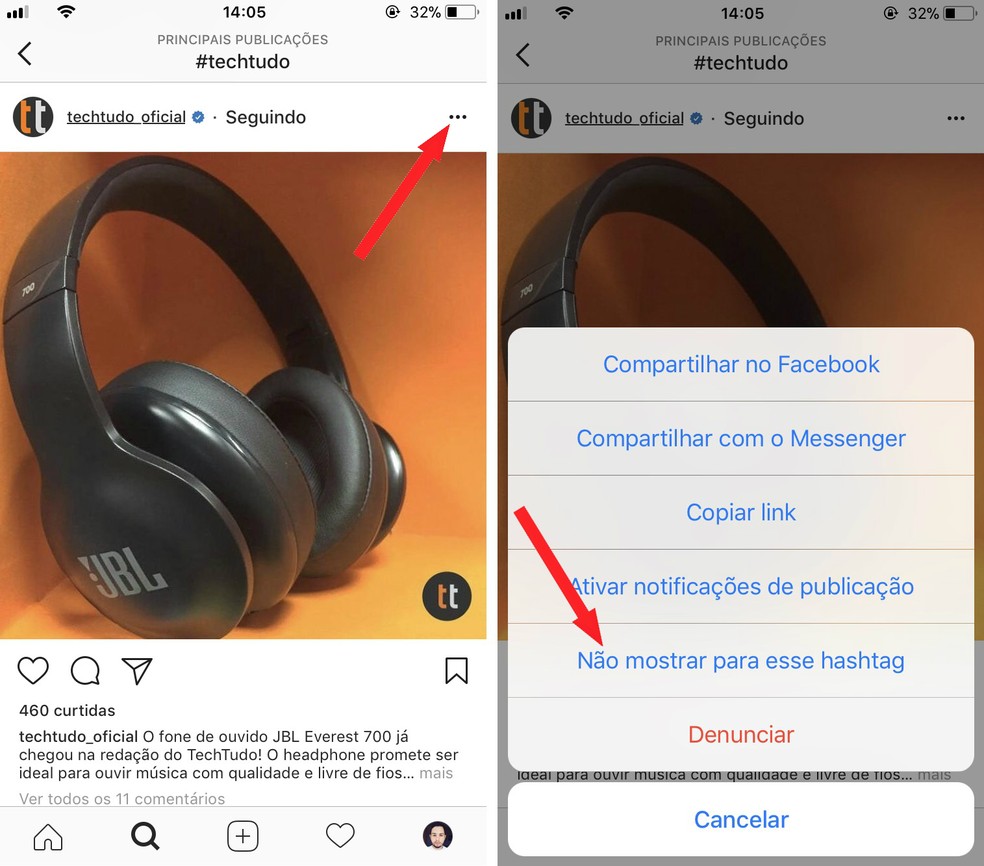 Informe ao Instagram as fotos que não deseja mais ver em uma hashtag (Foto: Reprodução/Rodrigo Fernandes)