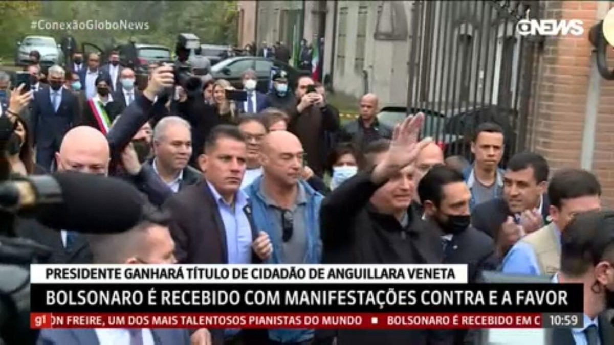 Bolsonaro é recebido em cidade italiana com manifestações contra e a favor